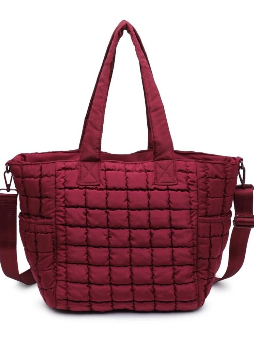 Sol and Selene Dreamer Burgundy Red Quilted Nylon Tote Travel Gym Weekender NWT